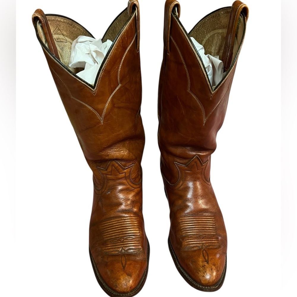 Vintage Tony Lama Men's Tan Leather Western Boots size 11B